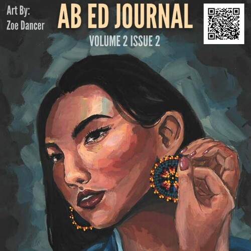 Cover of Ab Ed Journal with Indigenous woman putting on earrings
