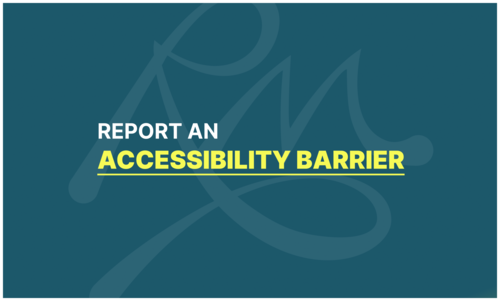 Text in front of Rocky Mountain logo says Report an Accessibility Barrier